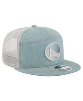 New Era Men's Golden State Warriors Adventure Denim Split Panel 9FIFTY Snapback Trucker Hat