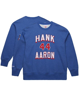 Mitchell & Ness Men's Hank Aaron Royal Atlanta Braves Legends Collection Vintage Logo Fleece Name Number Pullover Sweatshirt