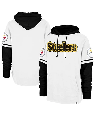 '47 Brand Men's White Pittsburgh Steelers Trifecta Shortstop Pullover Hoodie