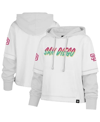 '47 Brand Women's White San Diego Padres City Connect Shortstop Cropped Pullover Hoodie