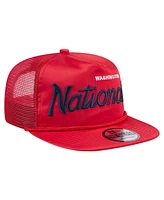 New Era Men's Red Washington Nationals Retro Satin Script Golfer Adjustable Hat