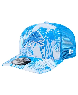 New Era Men's Blue Detroit Lions Hula 9SEVENTY Adjustable Trucker Hat