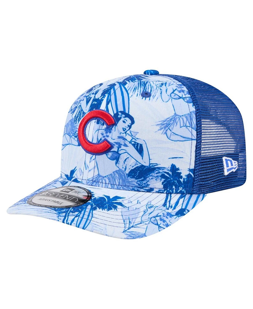 New Era Men's Royal Chicago Cubs Hula Trucker 9SEVENTY Adjustable Hat