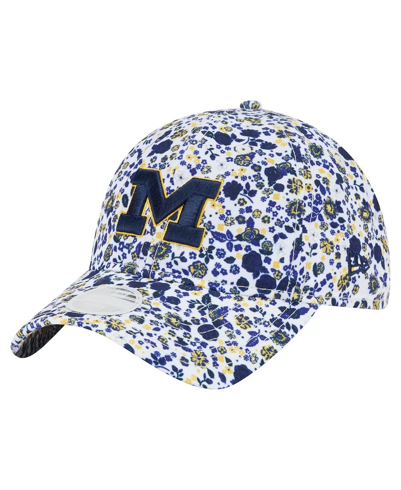 New Era Women's White Michigan Wolverines Blooming 9TWENTY Adjustable Hat