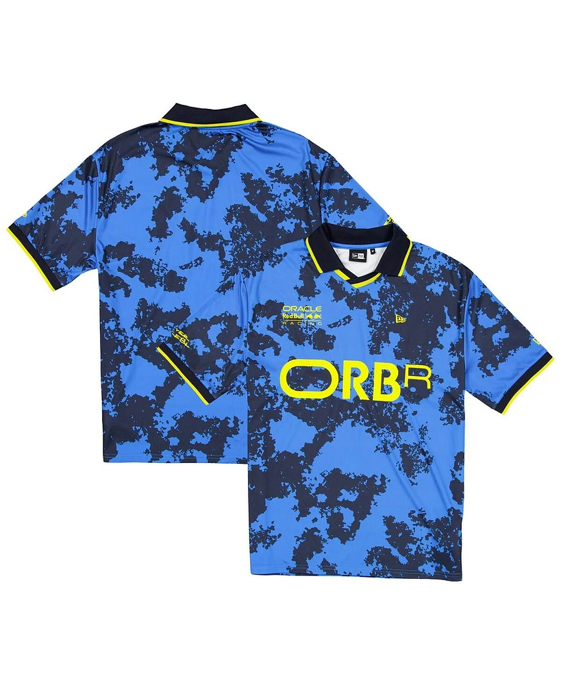 New Era Men's Blue Red Bull Racing Graphic Collared Soccer Shirt