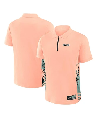 Formula 1 Men's Pink Miami Palms Panel Quarter-Zip Polo Shirt