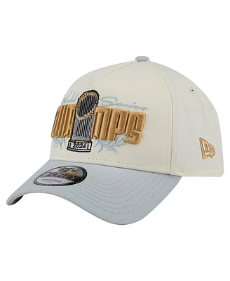 New Era Men's Cream Los Angeles Dodgers 2024 World Series Champions Parade Takedown A-Frame 9FORTY Adjustable Hat