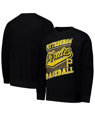 Stitches Men's Black Pittsburgh Pirates Lightweight Crew Sweatshirt
