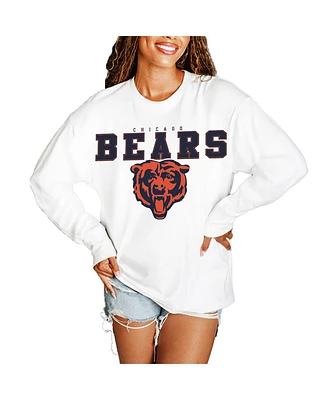 Gameday Couture Women's White Chicago Bears Big Goals Oversized Long Sleeve T-Shirt