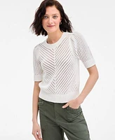 On 34th Womens Diagonal Knit Puff Sleeve Sweater Braided Trim Cargo Pants Exclusively At Macys