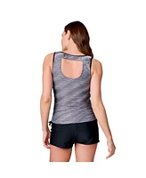 Free Country Women's Full Side Shirring Tankini Top
