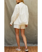 Crescent Women's Jaz Button up & Boxer Shorts Three Piece Set