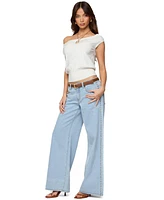 Edikted Women's Stassie Studded Low Rise Jeans