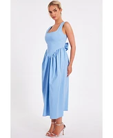 Quiz Women's Bengaline Square Neck Drop Waist Midi Dress