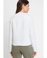 Olsen Women's Mixed Media Zip Front Jacket