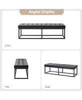 Amalia Mid-century Modern Bench with Button-tufted
