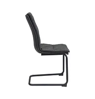 Set of 2 Tufted Upholstered Faux Leather Dining Side Chairs for Room
