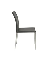 Set of 2 Faux Leather Steel Stacking Chairs for Dining Room or Office Seating