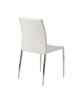 Set of 2 Faux Leather Steel Stacking Chairs for Dining Room or Office Seating