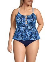 Lands' End Plus Lace-up Flutter Tankini Swimsuit Top