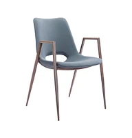 Set of Two Upholstered Faux Leather Open Back Dining Arm Chairs