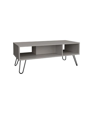 Selma Coffee Table with 4 Legs and 2 Shelves, Taupe