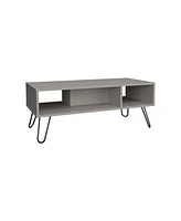 Selma Coffee Table with 4 Legs and 2 Shelves, Taupe