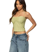 Edikted Women's Galya Textured Halter Top