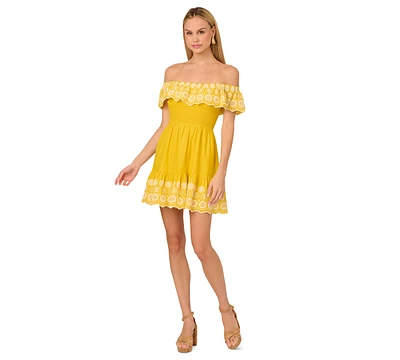 Adrianna by Papell Women's Cotton Ruffled Dress