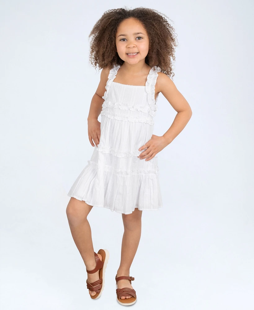 Rare Editions Toddler and Little Girls Clip-Dot Shadow Strip Dress