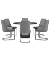 Tivie 7-Pc. Dining Set (Round Table & 6 Metal Chairs)