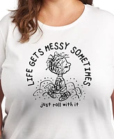 Hybrid Apparel Plus Peanuts Linus Life Gets Messy Graphic T-Shirt