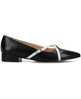 Journee Collection Women's Camby Crisscross Strap Pointed Toe Flats