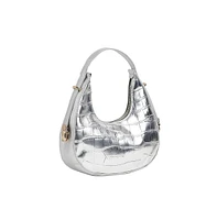 Women's Silver Textured Leather Handbag