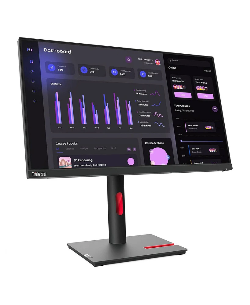 Lenovo ThinkVision T24i-30 23.8" 16:9 Full Hd Ips Wled Lcd Monitor, Raven Black