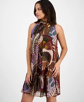 Robbie Bee Women's Printed Mock-Neck Shift Dress