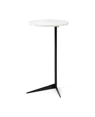 Luxurious Round Marble End Table with Sleek Metal Base
