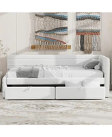 Twin Size Upholstered Daybed with 2 Drawers, White