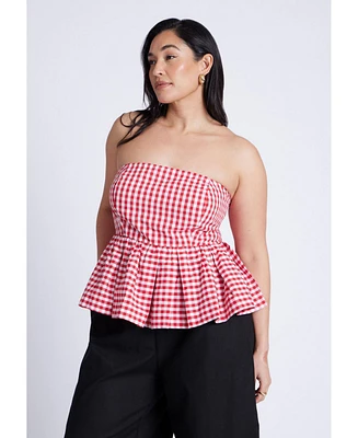 Eloquii Plus Gingham Peplum Top