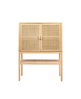 Creative Co-op 15.8" Woven Rattan and Wood Bohemian Cabinet