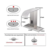 Battery Powered Touchless Single Hole Bathroom Faucet Sensor Deck Mount With Drain Kit Brushed Nickel