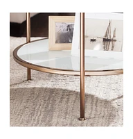 Round End Table with Shelf for Living Room or Bedroom Storage