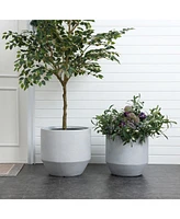 LuxenHome Minimalistic Modern Gray 13.8-Inch Tall Round Tapered MgO Planter