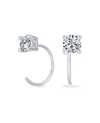 Bling Jewelry Tiny Cz Solitaire Threader Stud Earrings Gold Plated Sterling Silver
