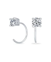 Bling Jewelry Tiny Cz Solitaire Threader Stud Earrings Gold Plated Sterling Silver