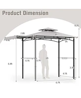 10.5 x 5 Ft Grill Gazebo with Side Awning and Double-Tiered Top