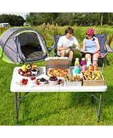 4 Feet Portable Camping Table with Hdpe Tabletop and Metal Legs