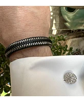 Trafalgar Esteban Black and Silver Braided Bracelet