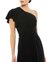 Mac Duggal Women's One Shoulder Midi Length Jersey Dress