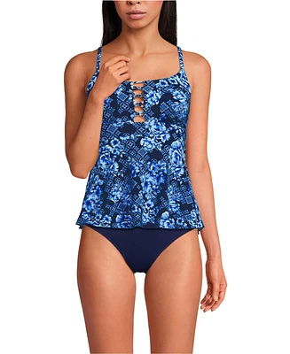 Lands' End Women's Lace-up Flutter Tankini Swimsuit Top